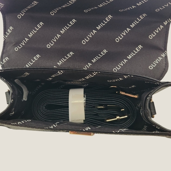 NEW!! Olivia Miller Women's Handbag With Strap Black Silver Dazzling Rhinestones - Picture 13 of 15